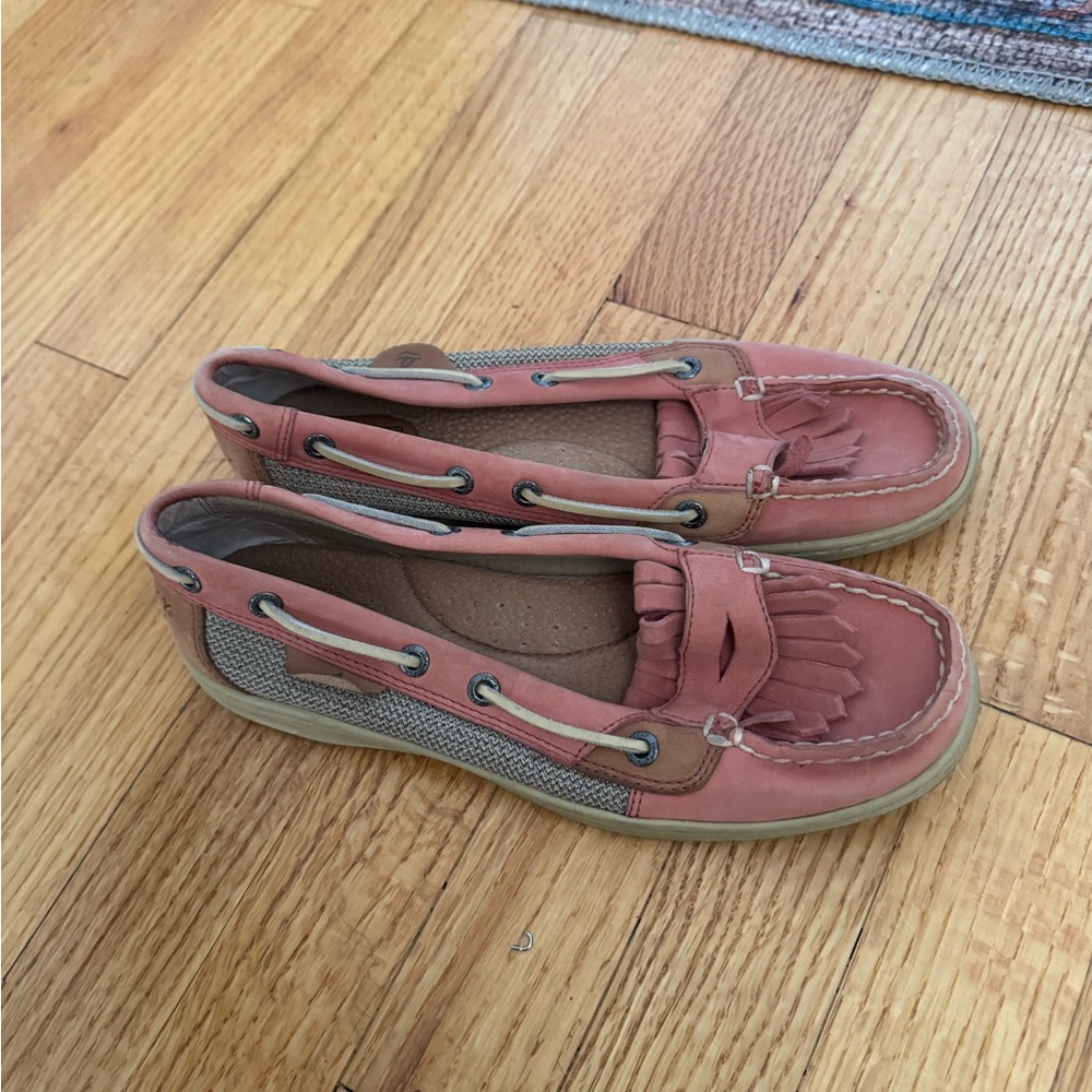 Sperry Women's Pink and Tan Moccasins